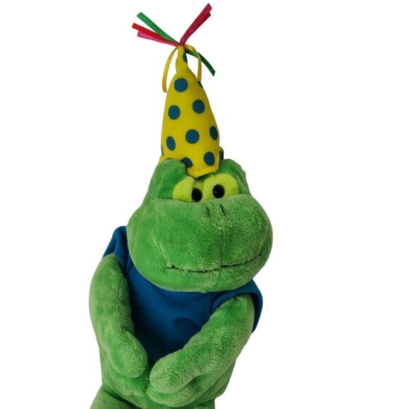 1994 Vintage The Petting Zoo Happy Birthday Green Frog Plush Stuffed Animal 19" - Picture 2 of 6